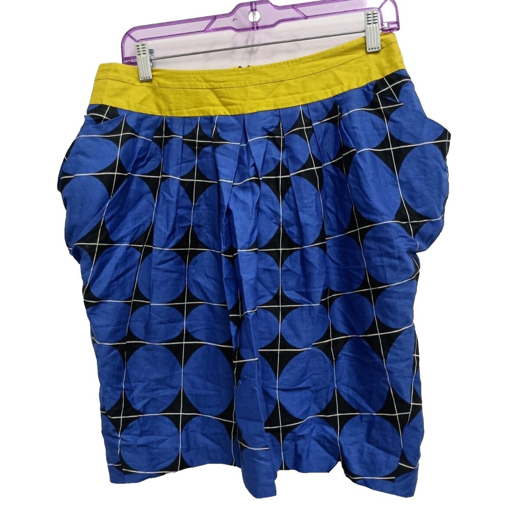 Anthropologie Odille Fargyle Mini Skirt Womens Size 8 Blue Printed BOHO‎ Preppy